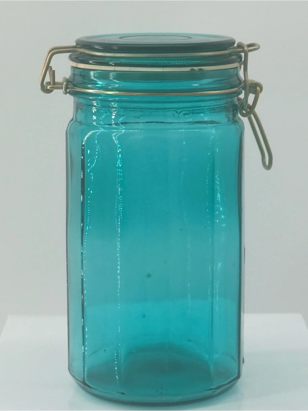 Airtight Glass Storage Jar - Teal Blue Swing-Top Canister